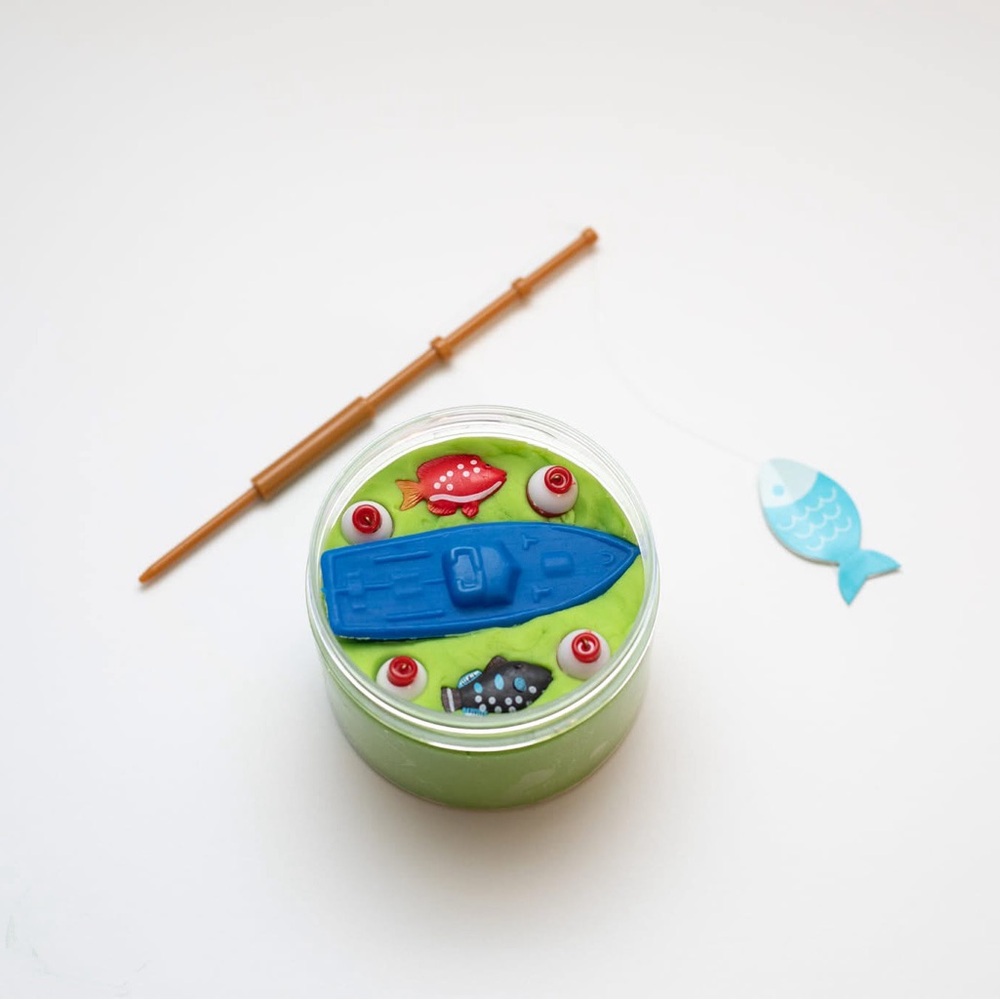 Fishing sensory play doh jars
